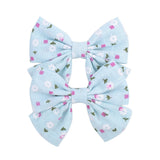 Lovely Baby Girls Print Flower Bohemian Style Bow BB Hair Clips Headwear Children Cute Cotton Hairpins Hair