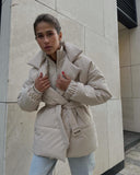 Winter New Thickened Collared Waist Cotton Coat Thin Solid Cotton Coat