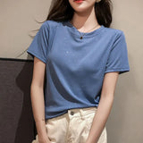 Summer New Tshirt Women Bright Short Sleeve Vintage Cotton T-shirts Woman Clothes Basic Casual Tee Tshirts Female Top