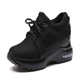 Zingj Thick Bottom Shallow With Net Cloth Belt Leisure Sports Travel Women Single Shoes High Heel Women's Shoes- Outfit
