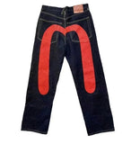 Hip Hop Sells Straight Jeans Retro Street Lovers Print High Street Men's Punk