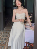 Women Elegant Spaghetti Strap Midi Dress Sexy Prom Evening Party Birthday Club Fashion