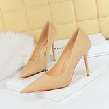 Zingj Korean Version Of Fashion Simple Pedicure Show Thin Ultra High Heel Shallow Pointed Heels Women's Single