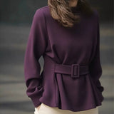 V-Neck Lantern Sleeve Top Women's Dress 2025 New Early Spring Ocean Design Wears French Chic