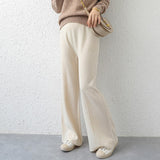 Pure Wool New Wide-leg Pants Autumn And Winter Thickening Striped Mopping Pants Women Loose Large Size Knitted Long