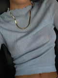 2022 Fall Elegant See Through Long Sleeve Mock Neck Women Tops Fashion Streetwear Sexy T-Shirts Tees Slim