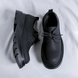 Zingj 2024 New Hot Style Casual Leather Shoes Spring And Autumn Black Low-Top Martin Boots Versatile Platform Shoes