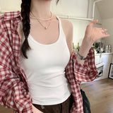 Girl Temperament Retro With Chest Cushion Small Sling Vest Women Summer 2024 New Style To Wear Sleeveless