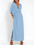 Summer 2025 Fashion Solid Color High Waist Open Fork Short Sleeve