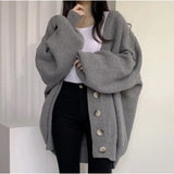 Preppy Solid Color V Neck Baggy CardiganOutfit