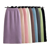 Zingj Skirt Female Autumn Winter High Waist Long Small Slit Wool Wrapped Hip Black One-Step Long Skirt