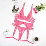 Lace Jewel Strap Lingerie Set-Outfit