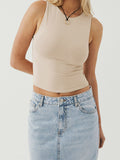 Tight Bottomed Shirt With Round Neck Racerback
