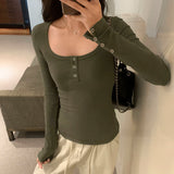 Long-Sleeved T-Shirt For The European Side A New Autumn And Winter Chic Slim Top With Bottomed