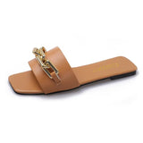Zingj Large Sandals And Slippers For Women In Summer 2023 The New One-Shaped Metal Chain Is