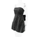 Black Glitter Removable Bow Tube Mini Dress- Outfit