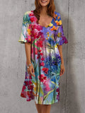 Floral Dresses Summer Vintage Sundress Female Beach Dress Half Sleeve Polka Dot Striped Women Boho Sexy Dress