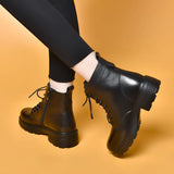 Zingj Martin Boots 2023 Autumn And Winter Tie Short Boots Basic Cowhide Women's Cotton
