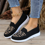 Head, Low Heel, Flying Mesh Single Shoes, Women's Breathable Color Leopard Print Flat Soles