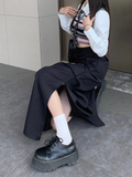 High Waist Split Women Skirts Y2k Aesthetic Spring Solid Irregular Harajuku Skirt Slim All Match Casual Fashion