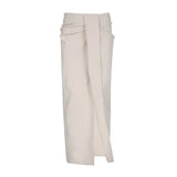 Zingj Design Feeling Pleated High Waist Irregular Skirt Female Simple And Versatile Open Split Wrapped Hip