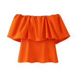 2024 New Street Style One-Word Open-Shoulder Simple Blouse