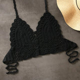 Sexy Bikini Crop Top Women Crochet Boho Beach Camisoles Bikini Bralette Halter Cami Knitted Bra Backless Beachwear Tank