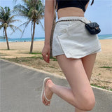 Women Summer Skinny Solid Denim Irregular Fashionable Holiday Korean Version Ladies Trousers Leisure Stylish High