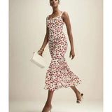 Cherry Print Strap Midi Dress-Outfit