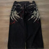 Street Clothing Jeans Y2K Pants Hip-Hop Embroidered Jeans Loose Jeans