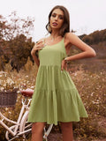 Dress Summer Linen Solid Color Dress Stylish Sleeveless O-neck Tanks Dress for Ladies Sundress Mid-length Holiday