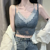 Fashion Lace Womens Camisole Patchwork Basic Casual Short Tank Tops Female Sleeveless Slim Thin Backless Cropped