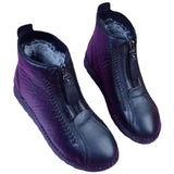 Mother Shoes 2024 Winter Flat Anti-Skid Cashmere Snow Boots Front Zipper Martin Boot