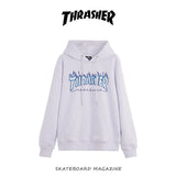 Fall New American Version Of Classic Flame Hooded Hoodie Men's Round Collar Loose Couple Hooded Jacket Ins