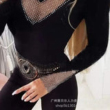 Zingj Women's Wear Hollow Bright Diamond Splicing