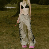 Zingj Waste Earth Wind Splash-Ink Print Loose Wide Leg Straight Leg Casual Pants 2024 Summer New