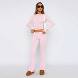 New Casual Wind Low-Rise Horn Pants Fashion Thin Solid Pants Set