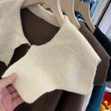 Zingj Collar Bump Color Sweater Coat Female Autumn Winter New Style Languid Lazy Wind Design Sense Knit Cardigan Jacket