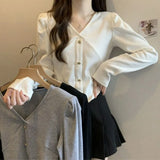 Zingj Size Women's Fall New Show Thin V Neck Shoulder Long Sleeve T-Shirt Bottom Shirt Fat Mm Cover Belly Loose Jacket-Outfit