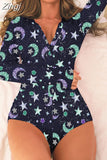 Women Bodysuit Long Sleeve Deep V Neck Bodycon Stretch Leotard Crop Top Button Short Romper Pajamas Women Jumpsuit