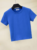 Crop Top T-Shirt Female Solid Cotton O-Neck Short Sleeve T-shirts for Women High Waist Slim Short Sport Femme