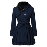 Women's Belt Repair Long Hair, Coat Skirt With Wool Double Buckle