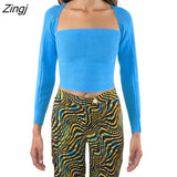 Women Wrapped Tops Y2K Style Knitted T-shirts Long Sleeve Solid Color Party Streetwear Tops Apricot / Rose Red / Green /