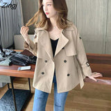 Women Belted Spring Classic Long Sleeve Elegant England Style Leisure Outwear Fashion Femme Design Basic All-match