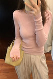 Pure Color Slim, Slim, Skinny, Bottomed Sweater, A New Autumn Style Soft Waxy Round Collar With A Long-Sleeved
