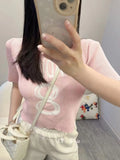 Summer Luxury Women Knitted Tops Ladies High Quality Embroidered T-shirts Spring New Vest Female Fashion Brand Letter