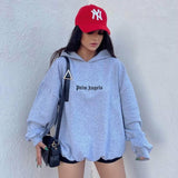 Letter-Print Hooded Hooded Loose Version Of Multi-Color Lazy Trend Trend High Street Tide