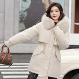 Send To Overcome The New 2024 Long Temperament Cotton-Padded Jacket Small Winter Plus Velvet Plus Thick Large Size Women Cotton-Padded Clothes-Outfit