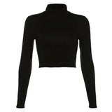 Zingj Autumn And Winter New Round Collar Long Sleeve Sexy Back Strap Slim T-Shirt Women A