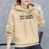 velvet winter Women's Letter printed Hooded Female plaszcze damskie jesienne Thicken Warm Hoodies Lady Autumn